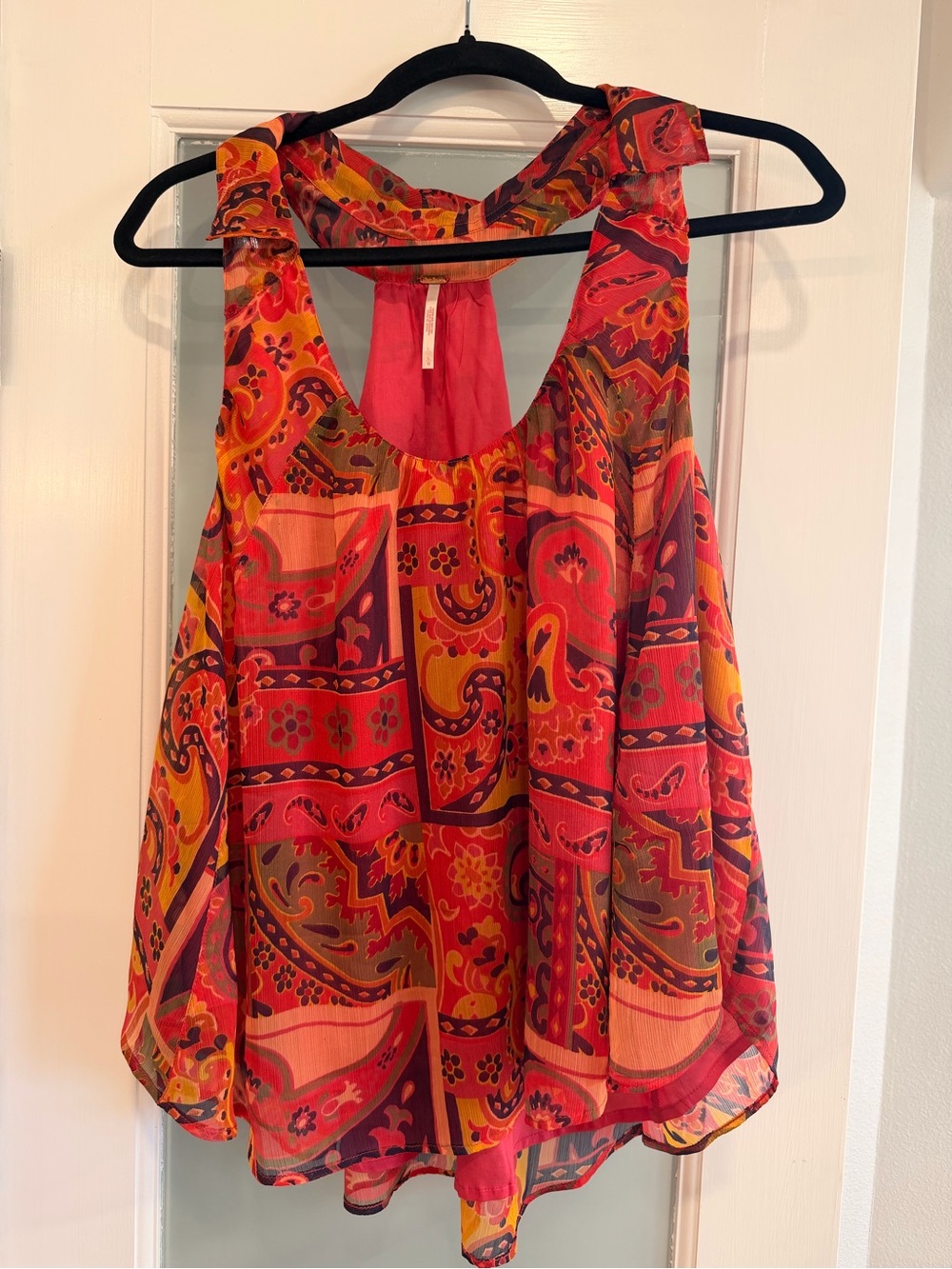 Free People Red Multi Paisley Tank Top
